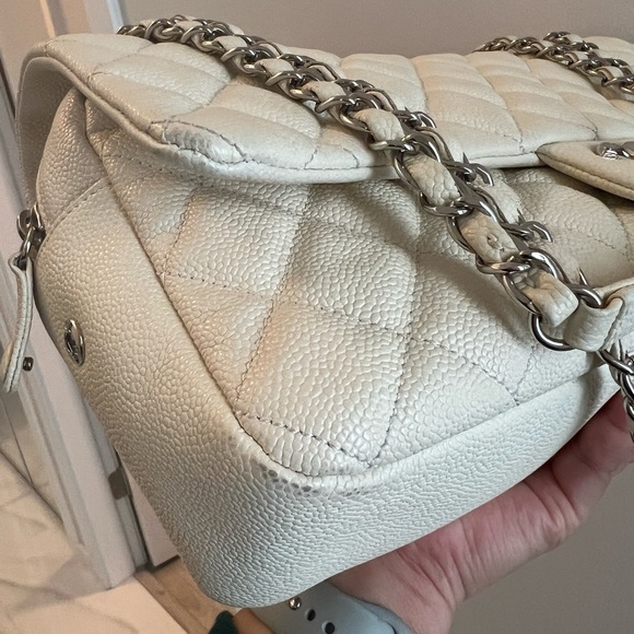 Chanel Easy Flap Cream Caviar Silver Hardware - Picture 7 of 12
